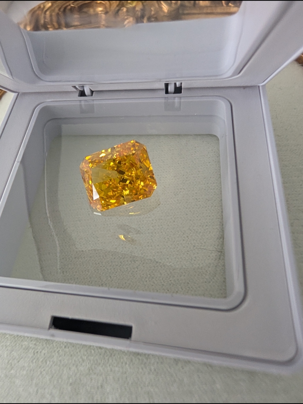 Yellow Cushion-Cut Cubic Zirconia